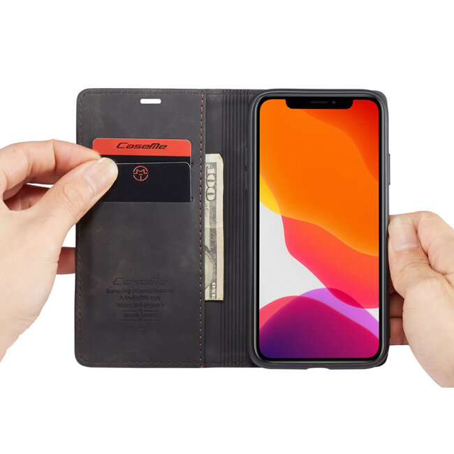 CaseMe - iPhone 11 hoesje - Wallet Book Case - Magneetsluiting - Zwart