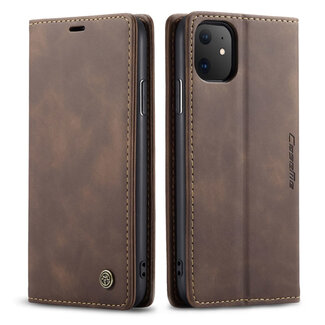 CaseMe CaseMe - iPhone 11 hoesje - Wallet Book Case - Magneetsluiting - Donker Bruin