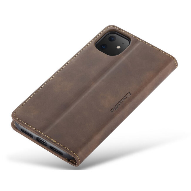 CaseMe - iPhone 11 hoesje - Wallet Book Case - Magneetsluiting - Donker Bruin