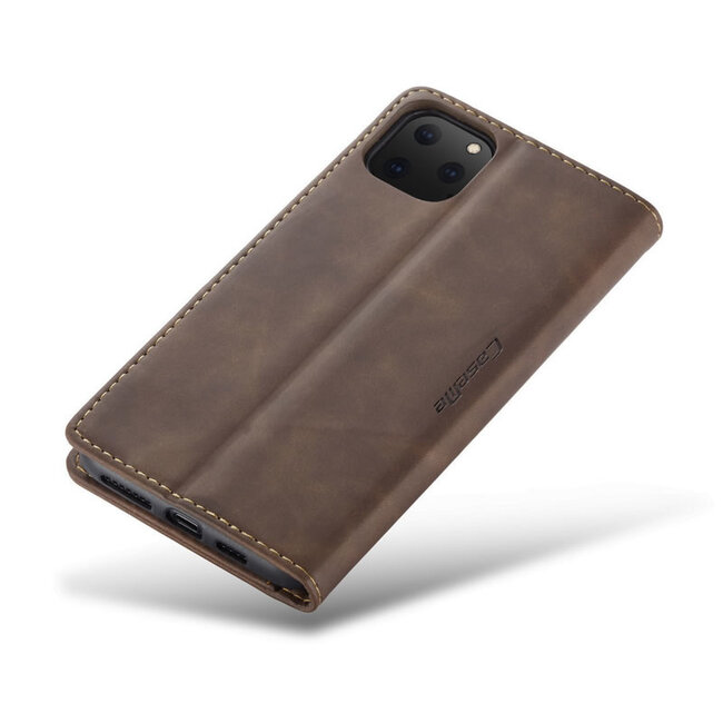 CaseMe - iPhone 11 Pro Max hoesje - Wallet Book Case - Magneetsluiting - Donker Bruin
