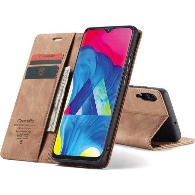 CaseMe - Samsung Galaxy A10 hoesje - Wallet Book Case - Magneetsluiting - Licht Bruin