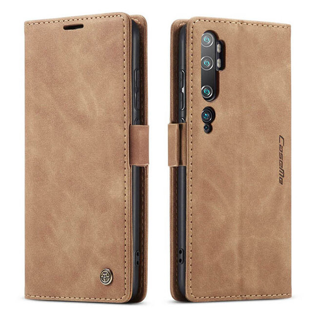 CaseMe - Xiaomi Mi Note 10 (Pro) hoesje - Wallet Book Case - Magneetsluiting - Licht Bruin