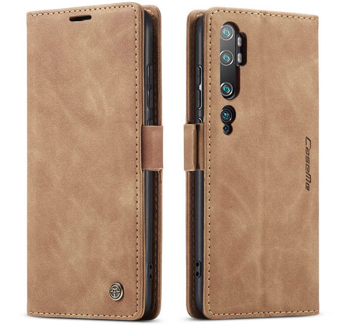 CaseMe - Xiaomi Mi Note 10 (Pro) hoesje - Wallet Book Case - Magneetsluiting - Licht Bruin afbeelding
