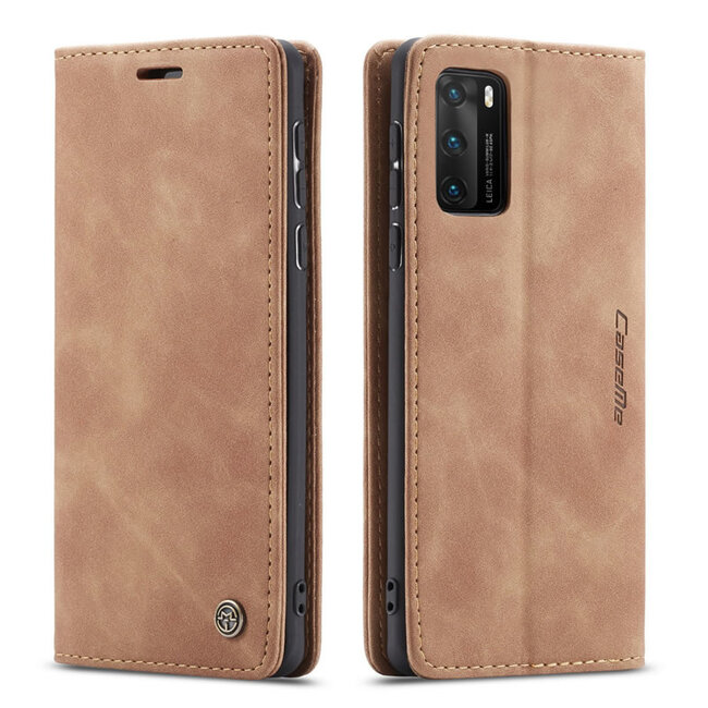 CaseMe - Huawei P40 hoesje - Wallet Book Case - Magneetsluiting - Licht Bruin