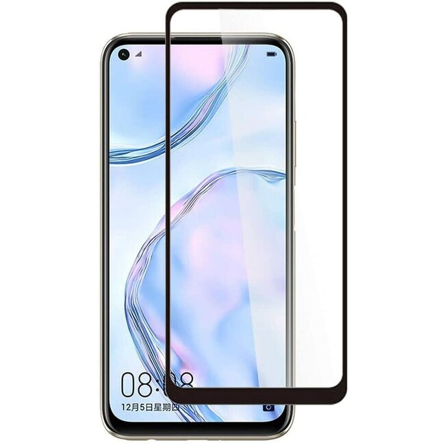 Huawei P40 Lite Screenprotector - Full Cover Screenprotector - Gehard Glas - Zwart