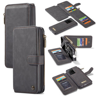 CaseMe CaseMe - Samsung Galaxy S20 Ultra hoesje - Wallet Book Case met Ritssluiting - Zwart