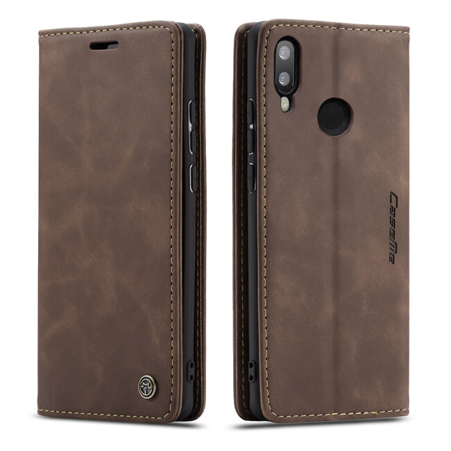 CaseMe - Huawei P Smart (2019) hoesje - Wallet Book Case - Magneetsluiting - Donker Bruin