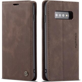 CaseMe CaseMe - Samsung Galaxy S10 Plus hoesje - Wallet Book Case - Magneetsluiting - Donker Bruin
