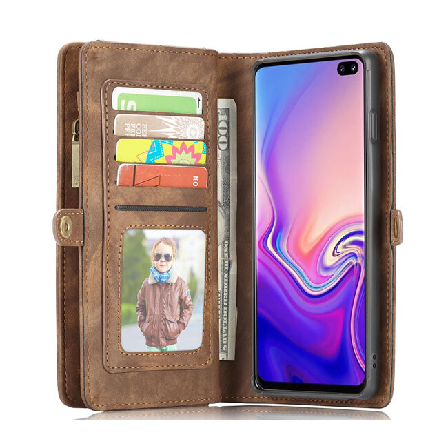 CaseMe - Samusng Galaxy S10 hoesje - 2 in 1 Wallet Book Case - Bruin