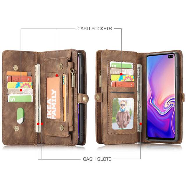 CaseMe - Samusng Galaxy S10 hoesje - 2 in 1 Wallet Book Case - Bruin