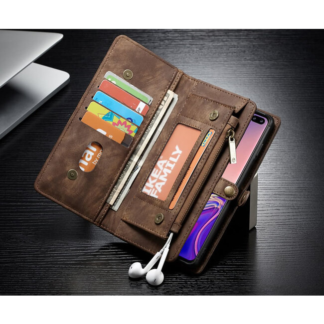 CaseMe - Samusng Galaxy S10 hoesje - 2 in 1 Wallet Book Case - Bruin