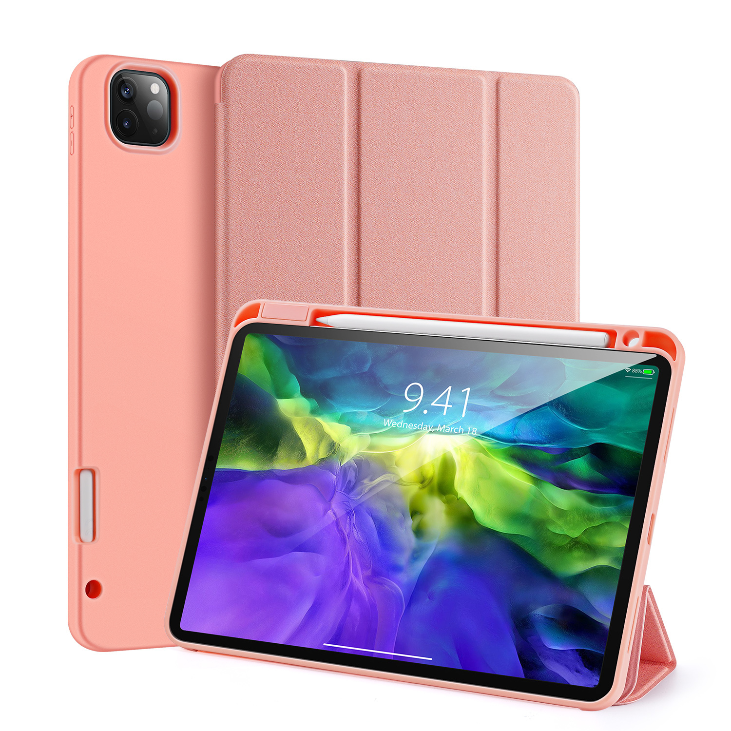 iPad Pro 12.9 (2020) hoes - Dux Ducis Domo Lite Book Case met stylus pen houder - Roze afbeelding