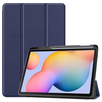 Case2go Samsung Galaxy Tab S6 Lite hoes - Tri-Fold Book Case met Stylus Pen houder - Donker Blauw