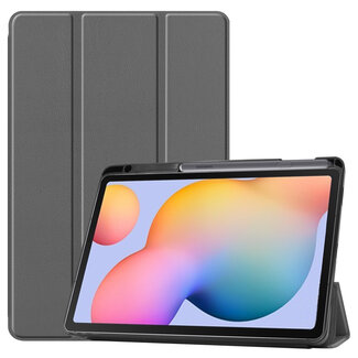 Case2go Samsung Galaxy Tab S6 Lite hoes - Tri-Fold Book Case met Stylus Pen houder - Grijs