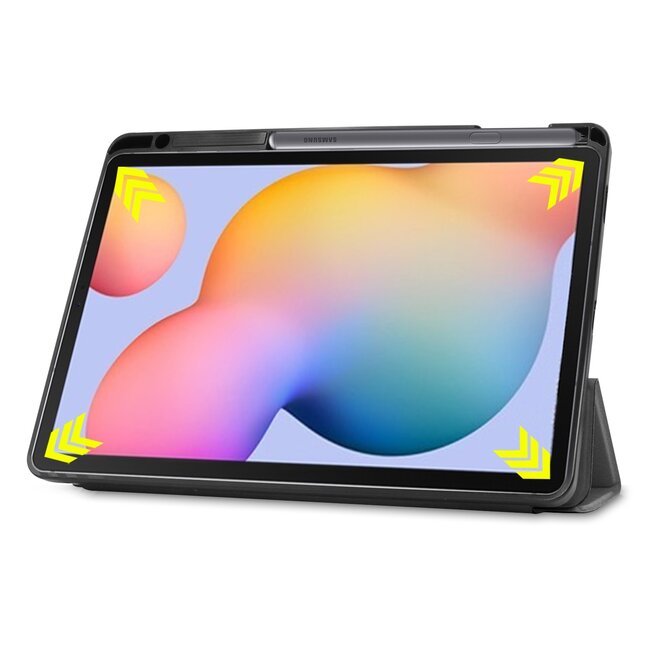 Case2go - Hoes voor de Samsung Galaxy Tab S6 Lite - Tri-Fold Book Case met Stylus Pen houder - Grijs