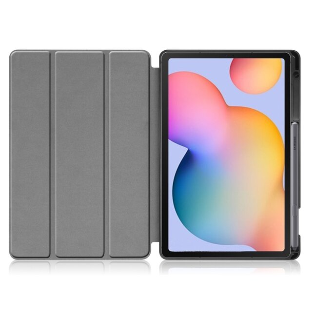Case2go - Hoes voor de Samsung Galaxy Tab S6 Lite - Tri-Fold Book Case met Stylus Pen houder - Grijs