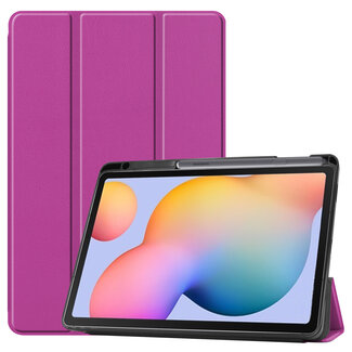 Case2go Samsung Galaxy Tab S6 Lite hoes - Tri-Fold Book Case met Stylus Pen houder - Paars