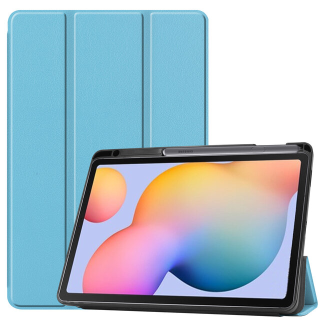 Case2go - Hoes voor de Samsung Galaxy Tab S6 Lite - Tri-Fold Book Case met Stylus Pen houder - Licht Blauw