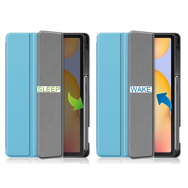 Case2go - Hoes voor de Samsung Galaxy Tab S6 Lite - Tri-Fold Book Case met Stylus Pen houder - Licht Blauw