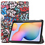 Case2go - Hoes voor de Samsung Galaxy Tab S6 Lite - Tri-Fold Book Case met Stylus Pen houder - Graffiti