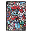 Case2go - Hoes voor de Samsung Galaxy Tab S6 Lite - Tri-Fold Book Case met Stylus Pen houder - Graffiti