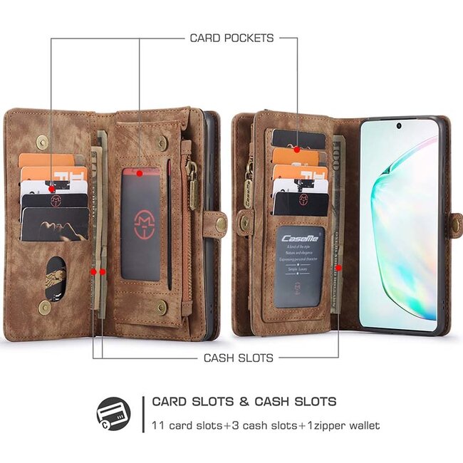 CaseMe - Samsung Galaxy S20 Plus hoesje - 2 in 1 Wallet Book Case - Bruin