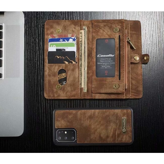 CaseMe - Samsung Galaxy S20 Plus hoesje - 2 in 1 Wallet Book Case - Bruin