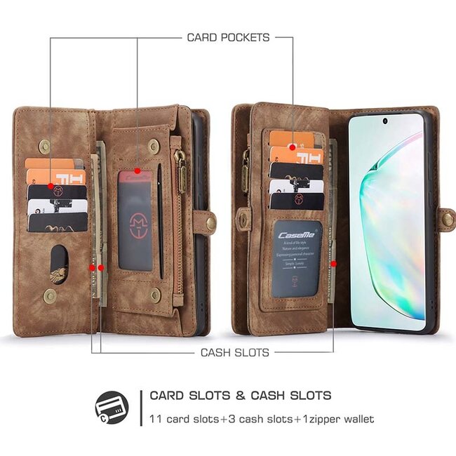 CaseMe - Samsung Galaxy S20 Ultra hoesje - 2 in 1 Wallet Book Case - Bruin