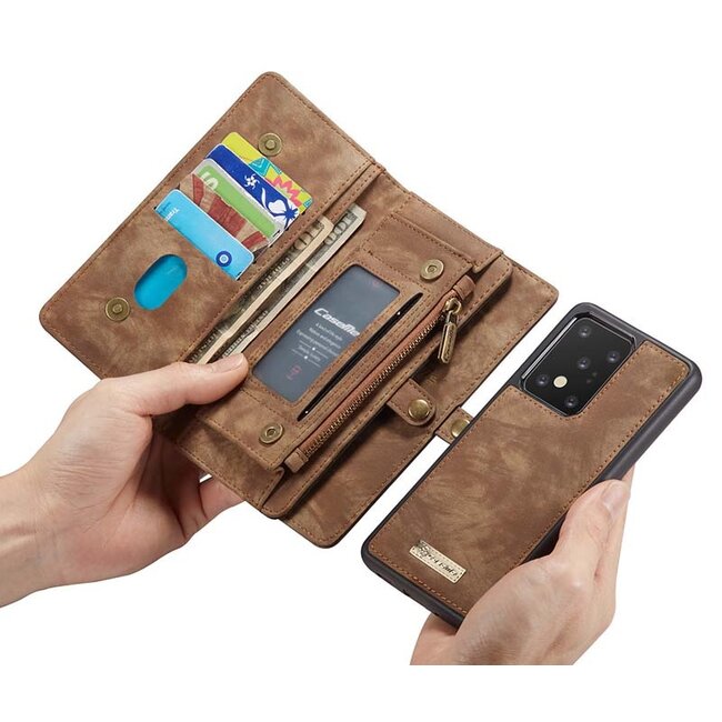 CaseMe - Samsung Galaxy S20 Ultra hoesje - 2 in 1 Wallet Book Case - Bruin