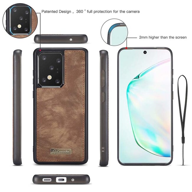 CaseMe - Samsung Galaxy S20 Ultra hoesje - 2 in 1 Wallet Book Case - Bruin