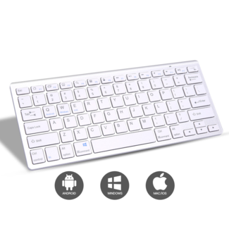 Case2go Universeel Draadloos Bluetooth Toetsenbord - Wireless Keyboard - Oplaadbaar toetsenbord - iOS, Android & Windows - Wit