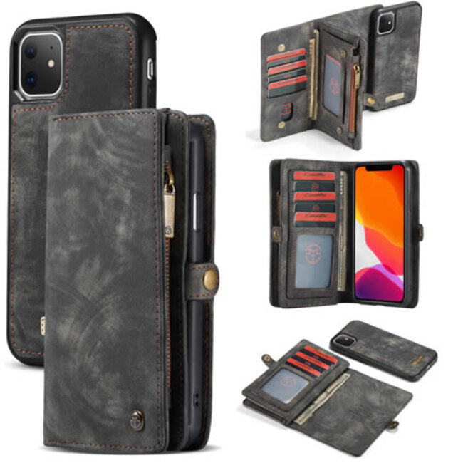 CaseMe - iPhone 11 hoesje - 2 in 1 Wallet Book Case - Zwart