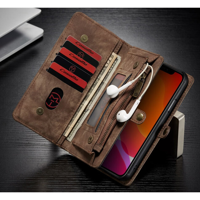 CaseMe - iPhone 11 Pro hoesje - 2 in 1 Wallet Book Case - Bruin