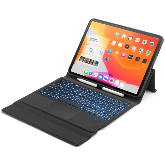 iPad Pro 11 (2020) case - QWERTY Bluetooth Toetsenbord hoes - Toetsenbord verlichting - Touchpad - Zwart