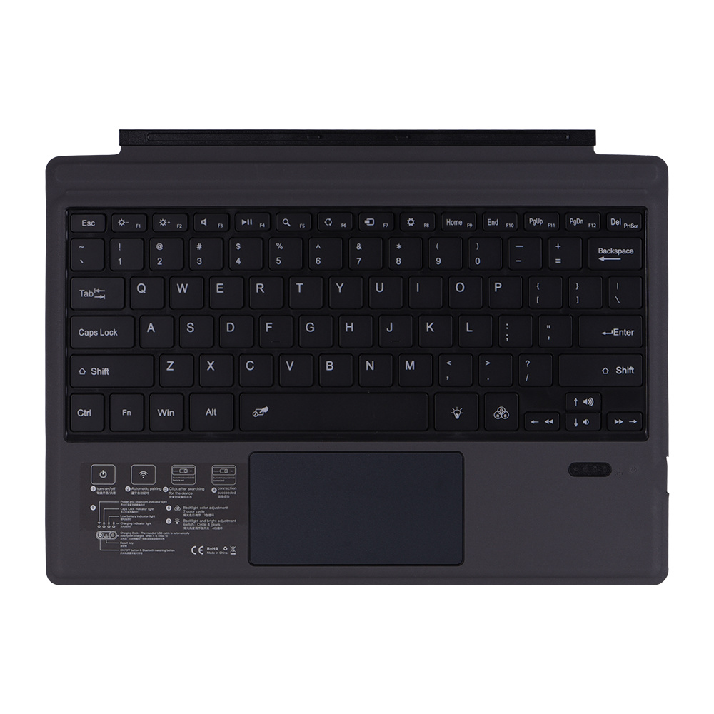 Instrument Recensie Verlichten Microsoft Surface Pro 3/4/5/6/7 - Bluetooth Toetsenbord - Met Touchpad en  Achtergrond verlichting - Zwart | Case2go.nl