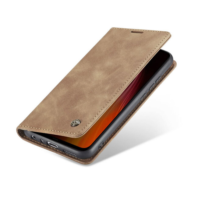 CaseMe - Xiaomi Redmi Note 8 hoesje - Wallet Book Case - Magneetsluiting - Licht Bruin