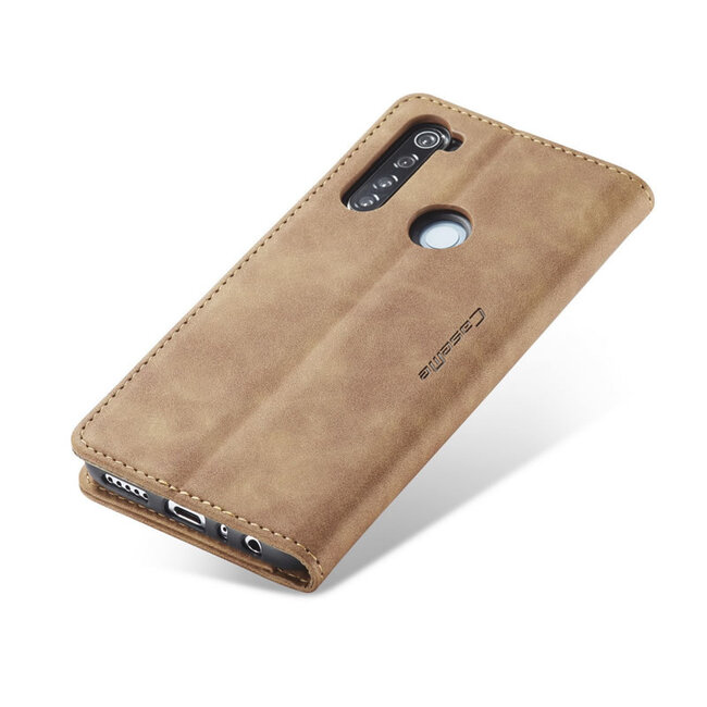 CaseMe - Xiaomi Redmi Note 8 hoesje - Wallet Book Case - Magneetsluiting - Licht Bruin