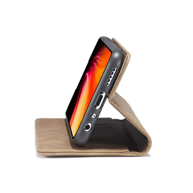 CaseMe - Xiaomi Redmi Note 8 hoesje - Wallet Book Case - Magneetsluiting - Licht Bruin