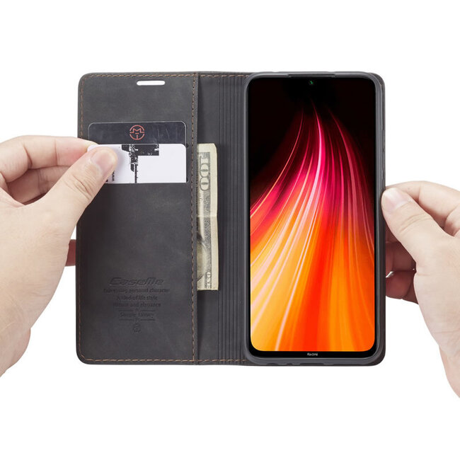 CaseMe - Xiaomi Redmi Note 8 hoesje - Wallet Book Case - Magneetsluiting - Zwart