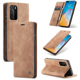 CaseMe CaseMe - Huawei P40 Pro Plus hoesje - Wallet Book Case - Magneetsluiting - Bruin