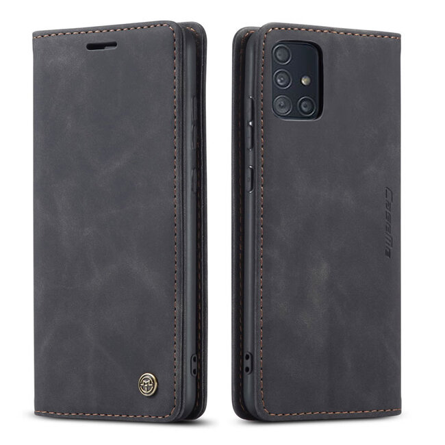 CaseMe - Samsung Galaxy A51 hoesje - Wallet Book Case met Ritssluiting - Zwart