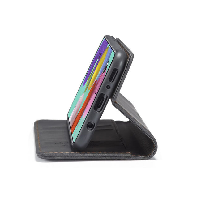 CaseMe - Samsung Galaxy A51 hoesje - Wallet Book Case met Ritssluiting - Zwart