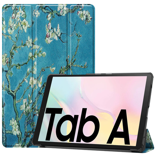 Case2go - Hoes voor de Samsung Galaxy Tab A7 (2020) - Tri-Fold Book Case - Witte Bloesem