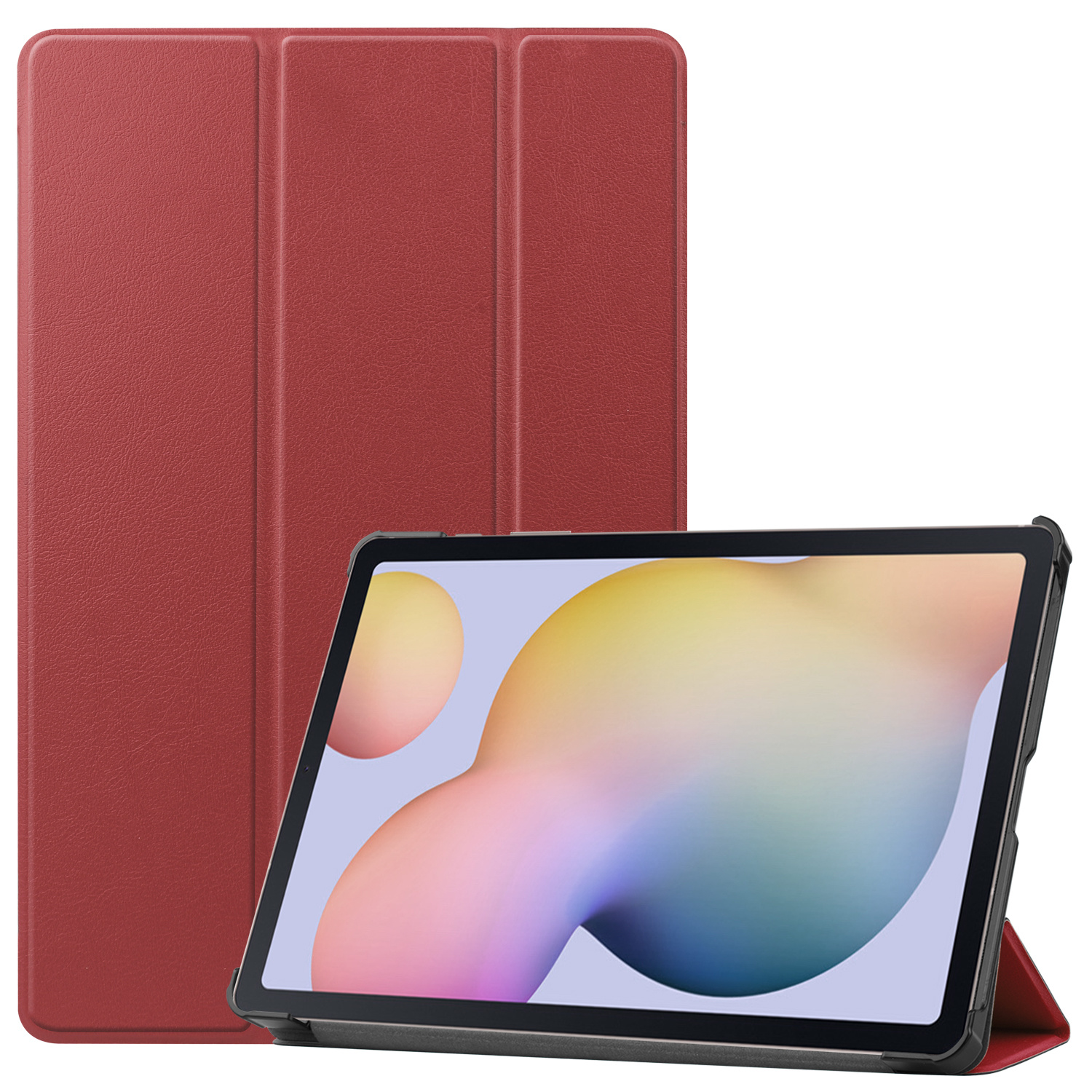 Samsung Galaxy Tab S7 Hoes (2020) - Tri-Fold Book Case - Donker Rood afbeelding