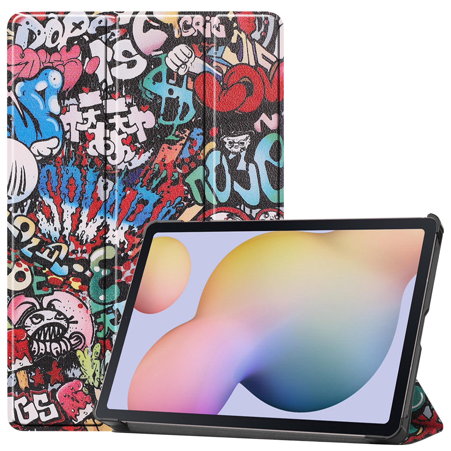 Samsung Galaxy Tab S7 Hoes (2020) - Tri-Fold Book Case - Graffiti afbeelding
