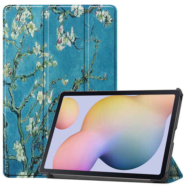 Case2go - Hoes voor de Samsung Galaxy Tab S7 (2020) - Tri-Fold Book Case - Witte Bloesem