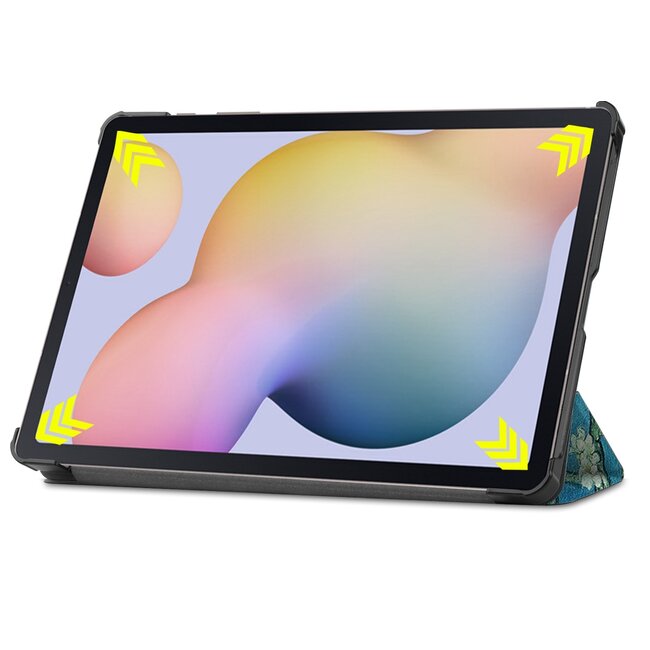 Case2go - Hoes voor de Samsung Galaxy Tab S7 (2020) - Tri-Fold Book Case - Witte Bloesem
