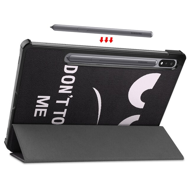 Case2go - Hoes voor de Samsung Galaxy Tab S7 (2020) - Tri-Fold Book Case - Don't Touch Me