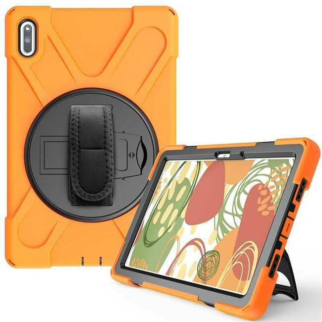 Case2go - Hoes voor Huawei MatePad 10.4 - Hand Strap Armor Case - Oranje