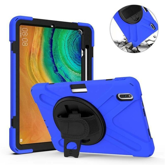 Case2go - Hoes voor Huawei MatePad Pro 10.8 - Hand Strap Armor Case - Blauw